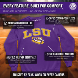 LSU Tigers Adult Arch & Logo Soft Style Gameday Crewneck Sweatshirt - Purple