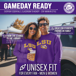 LSU Tigers Adult Arch & Logo Soft Style Gameday Crewneck Sweatshirt - Purple