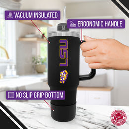 LSU Tigers College & University 40 oz Travel Tumbler With Handle - Black