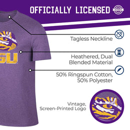 LSU Tigers Adult MVP Heathered Cotton Blend T-Shirt - Purple