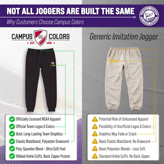 LSU Tigers NCAA Men’s University Cloud Jersey Performance Jogger Pants with Drawstring Waistband - Black Heather