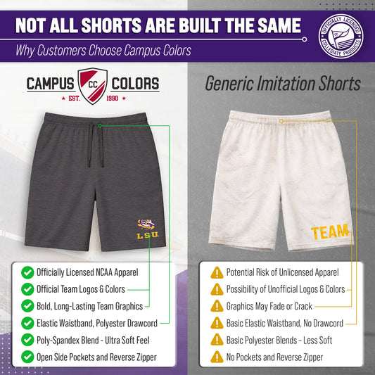 LSU Tigers NCAA Men’s University Athletic Performance Shorts - Black Heather