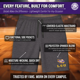LSU Tigers NCAA Men’s University Athletic Performance Shorts - Black Heather