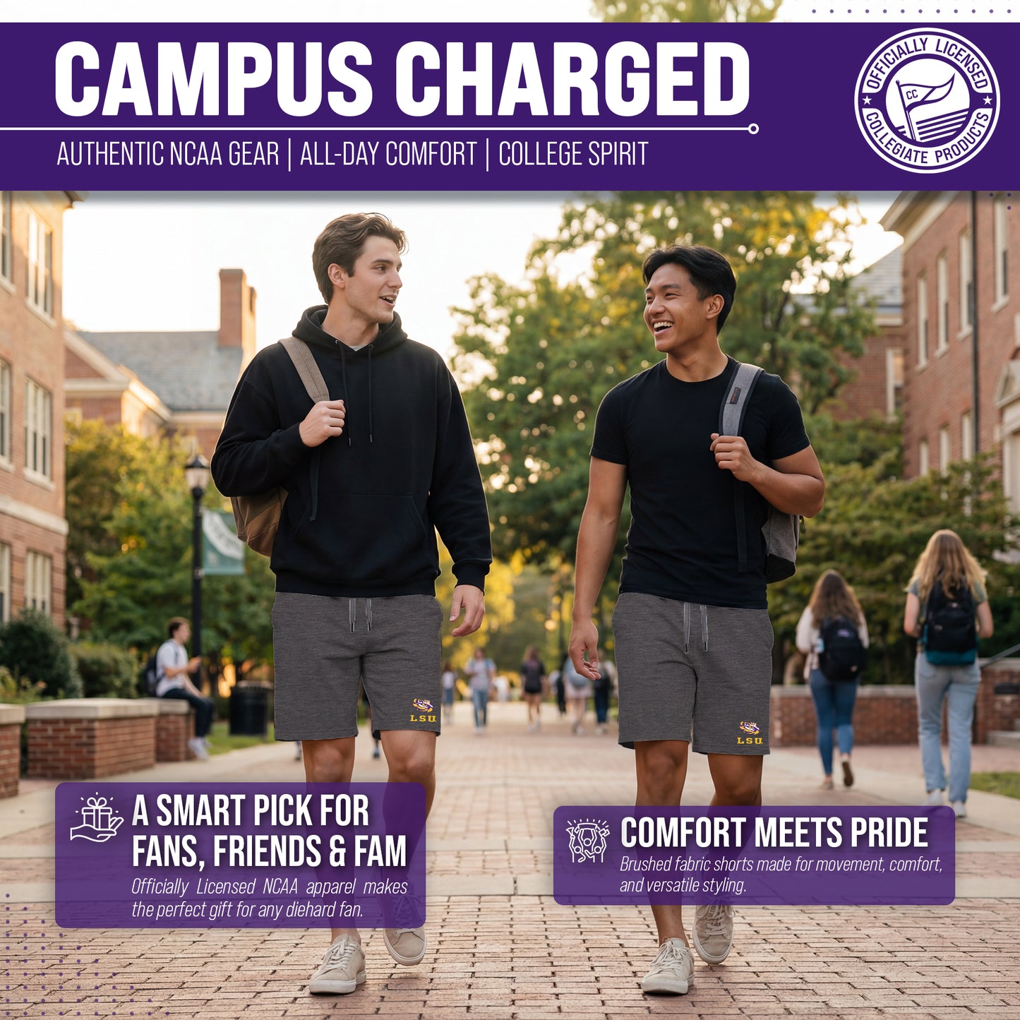 LSU Tigers NCAA Men’s University Athletic Performance Shorts - Black Heather