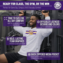 LSU Tigers NCAA Unisex Scholarship Cloud Jersey Performance Hooded Long Sleeve Tee - Gray Heather