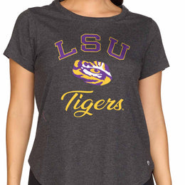 LSU Tigers NCAA Womens Tag-Less Ultra Soft Tailgate T-Shirt - Black Heather