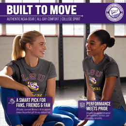 LSU Tigers NCAA Womens Tag-Less Ultra Soft Tailgate T-Shirt - Black Heather