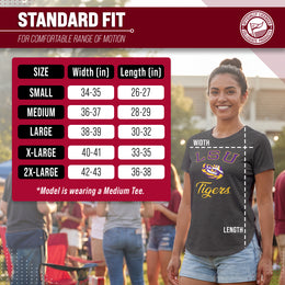 LSU Tigers NCAA Womens Tag-Less Ultra Soft Tailgate T-Shirt - Black Heather