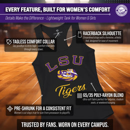 LSU Tigers NCAA Womens Tag-Less Ultra Soft Tailgate Tank Top - Black Heather