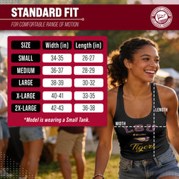 LSU Tigers NCAA Womens Tag-Less Ultra Soft Tailgate Tank Top - Black Heather