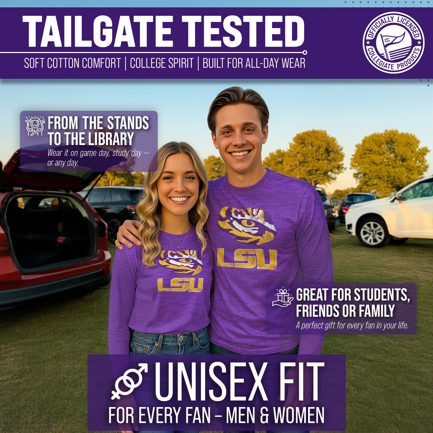 LSU Tigers NCAA MVP Adult Long-Sleeve Shirt - Purple