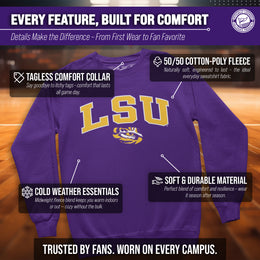 LSU Tigers NCAA Adult Tackle Twill Crewneck Sweatshirt - Purple