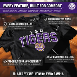 LSU Tigers NCAA Adult Unisex Starting Fresh T-Shirt - Black Heather