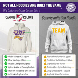 LSU Tigers NCAA Adult Unisex Varsity Club Pennant Hooded Fleece Sweatshirt - Off White