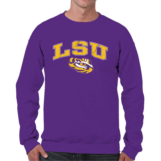 LSU Tigers Adult Arch & Logo Soft Style Gameday Crewneck Sweatshirt - Purple