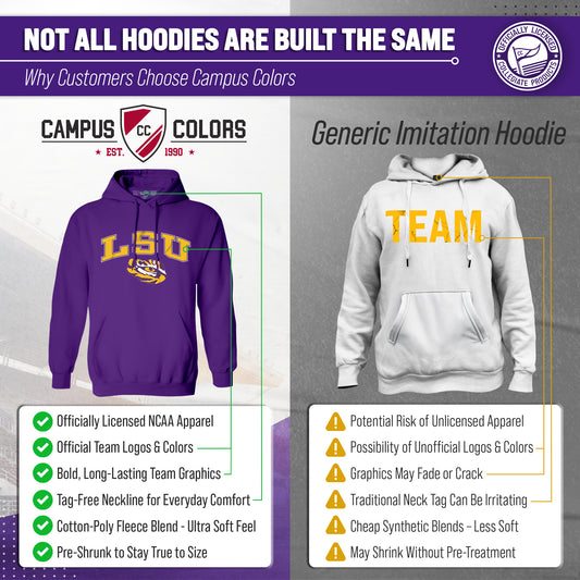 LSU Tigers Adult Arch & Logo Soft Style Gameday Hooded Sweatshirt - Purple