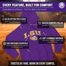 LSU Tigers Adult Arch & Logo Soft Style Gameday Hooded Sweatshirt - Purple