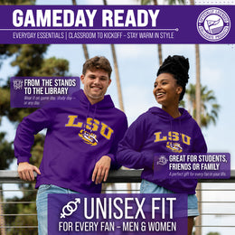LSU Tigers Adult Arch & Logo Soft Style Gameday Hooded Sweatshirt - Purple