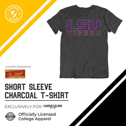 LSU Tigers Campus Colors NCAA Adult Cotton Blend Charcoal Tagless T-Shirt - Charcoal