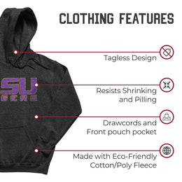 LSU Tigers NCAA Adult Cotton Blend Charcoal Hooded Sweatshirt - Charcoal
