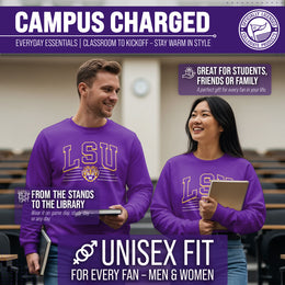 LSU Tigers NCAA Adult Unisex Overtime Classics Crewneck Fleece Sweatshirt - Purple