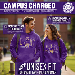 LSU Tigers NCAA Adult Unisex Overtime Classics Hooded Fleece Sweatshirt - Purple