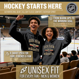 Las Vegas Golden Knights Adult NHL Faceoff Hockey Fleece Hooded Sweatshirt- Jersey Stripe - Black