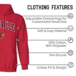 Louisville Cardinals Adult Arch & Logo Soft Style Gameday Hooded Sweatshirt - Red