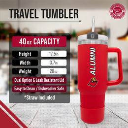 Louisville Cardinals Collegiate 40oz Stainless Steel Travel Tumbler with Handle for Alumni - Red