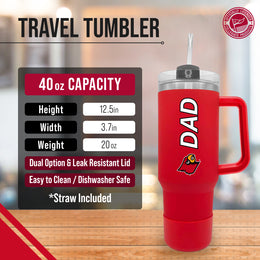 Louisville Cardinals Collegiate 40oz Stainless Steel Travel Tumbler with Handle for Dad - Red