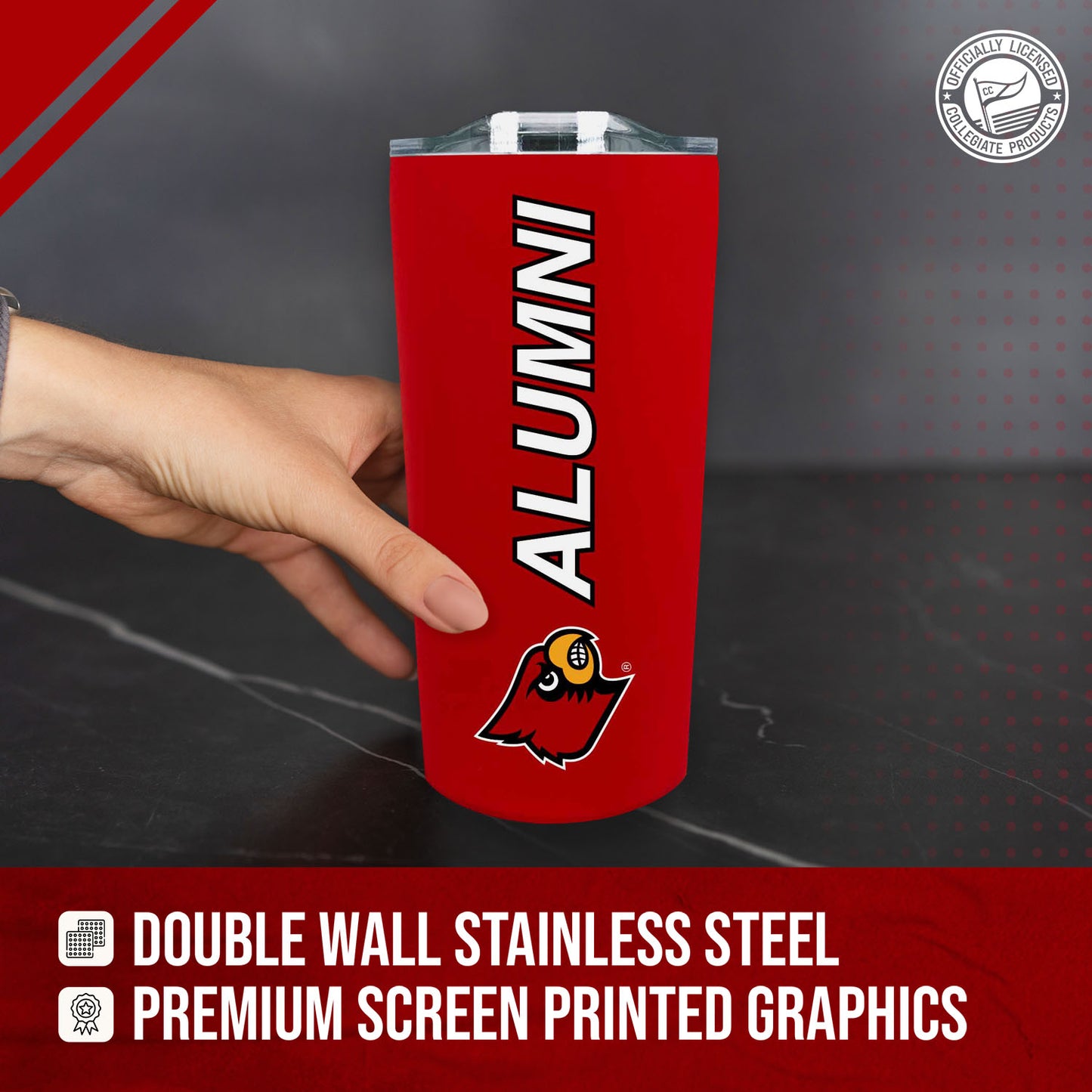 Louisville Cardinals Collegiate Stainless Steel Travel Tumbler for Alumni - Red