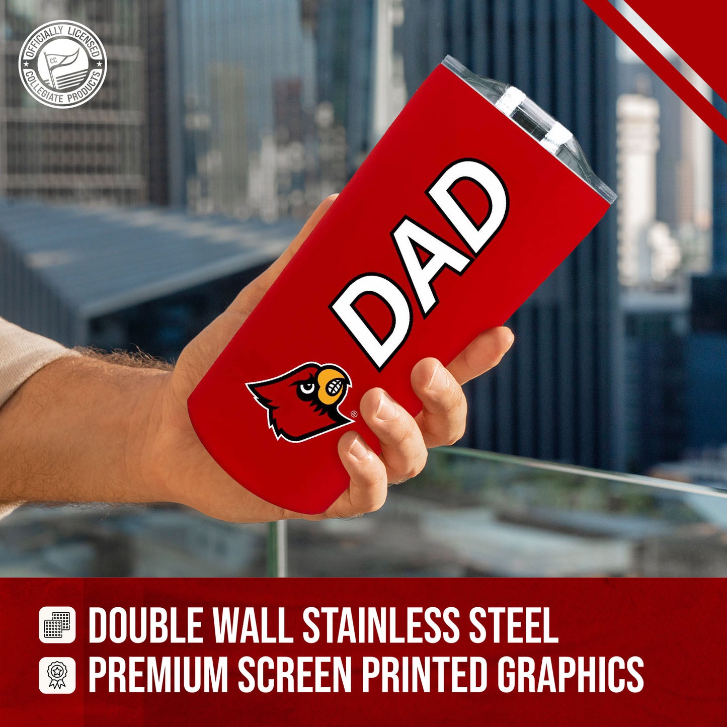 Louisville Cardinals NCAA Stainless Steel Travel Tumbler for Dad - Red