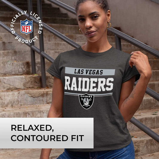 Las Vegas Raiders NFL Women's Team Block Charcoal Tagless T-Shirt - Charcoal