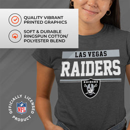 Las Vegas Raiders NFL Women's Team Block Charcoal Tagless T-Shirt - Charcoal