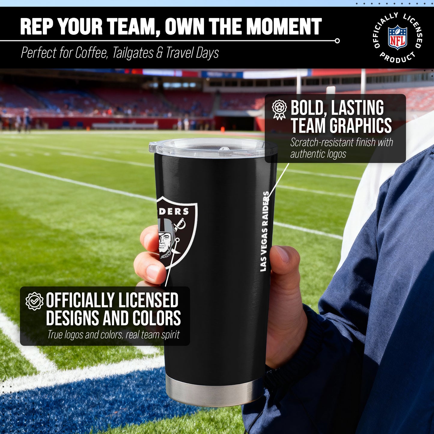 Las Vegas Raiders NFL 20oz Gameday Stainless Steel Tumbler - Black