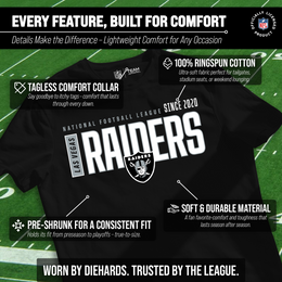 Las Vegas Raiders NFL Adult Modern Endzone Tag-Less T-Shirt - Black