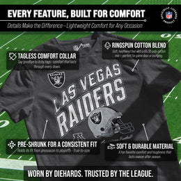 Las Vegas Raiders NFL Adult Distressed Helmet Tag-Less T-Shirt - Heather Charcoal