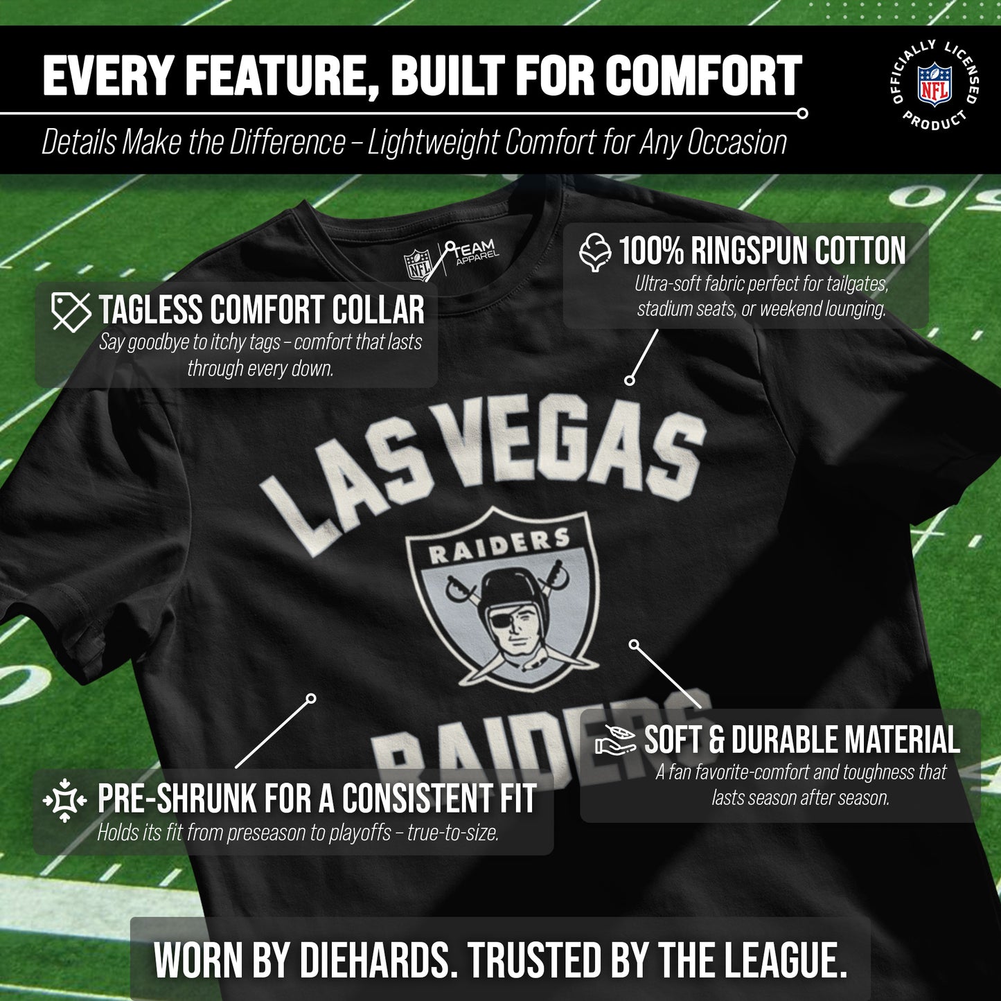 Las Vegas Raiders NFL Adult Retro Gameday Unisex T-Shirt - Black