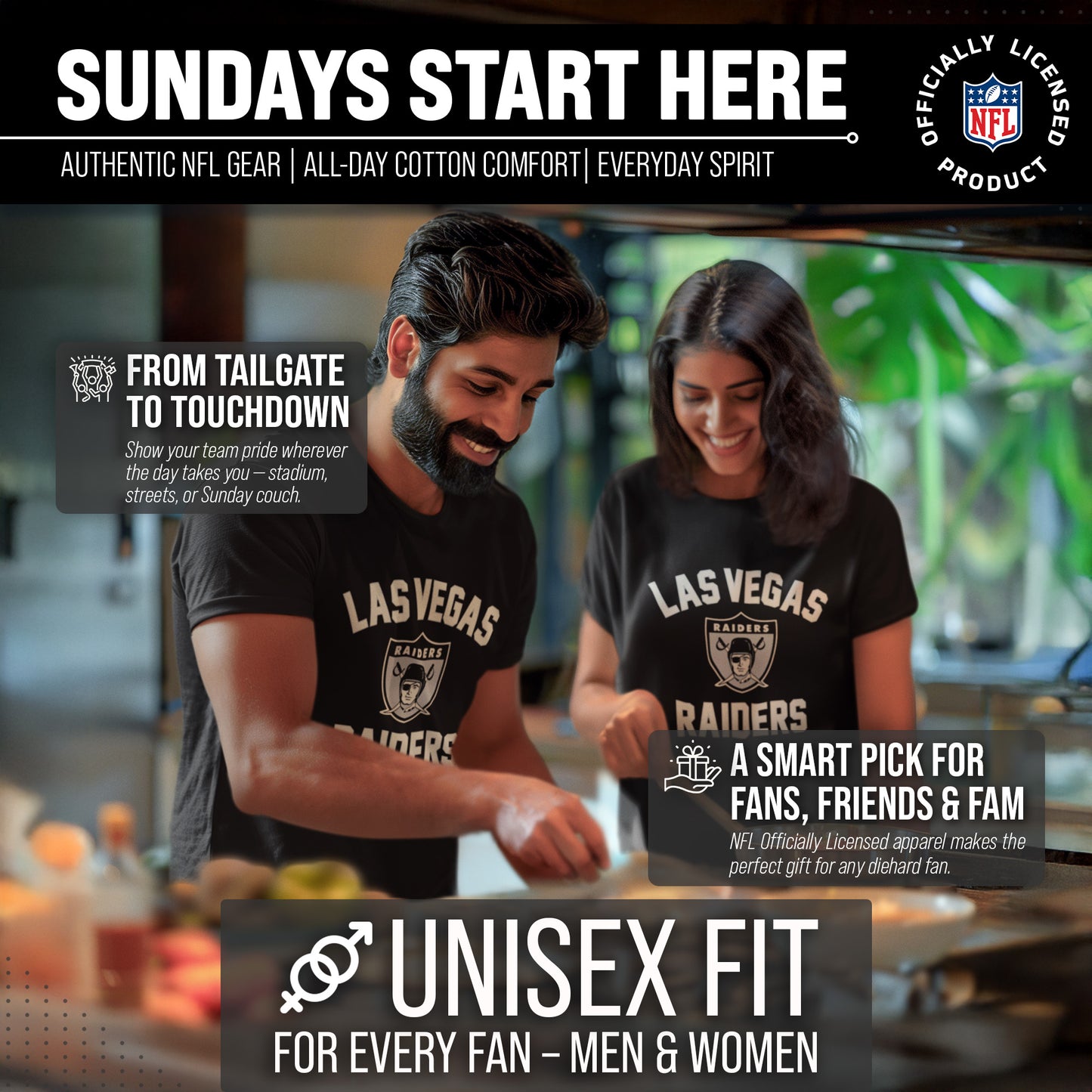 Las Vegas Raiders NFL Adult Retro Gameday Unisex T-Shirt - Black
