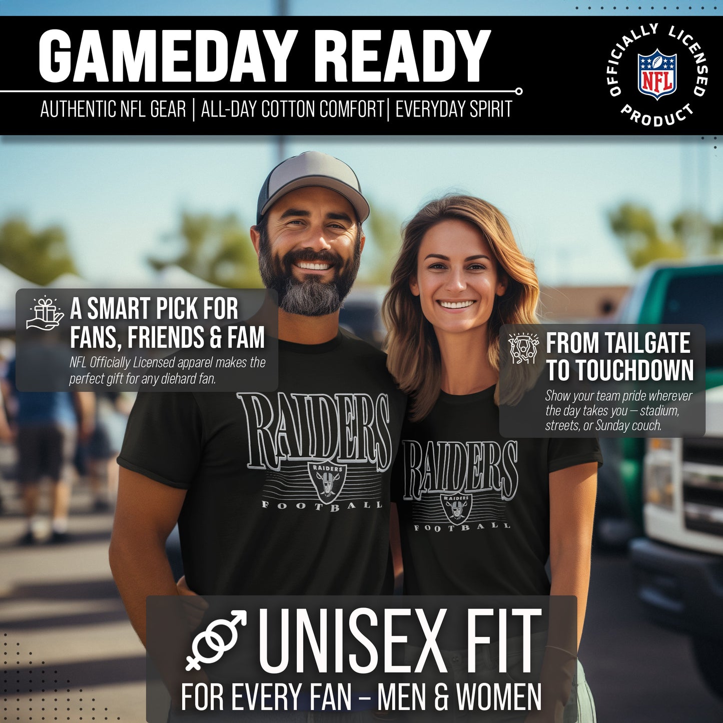 Las Vegas Raiders NFL Adult Overtime Blueprint Tag-Less T-Shirt - Black