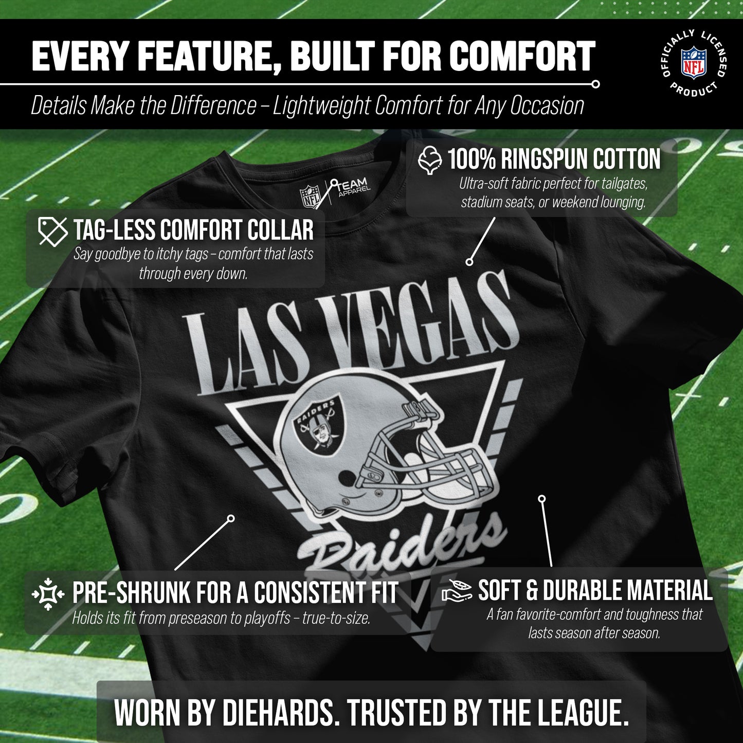 Las Vegas Raiders NFL Adult Retro Triangle Unisex T-Shirt - Black