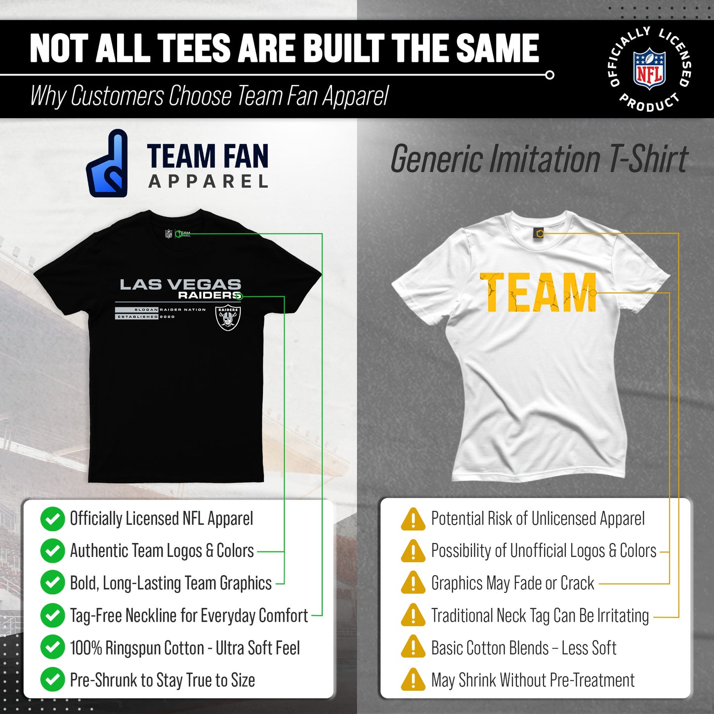 Las Vegas Raiders Adult NFL Speed Stat Sheet T-Shirt - Black