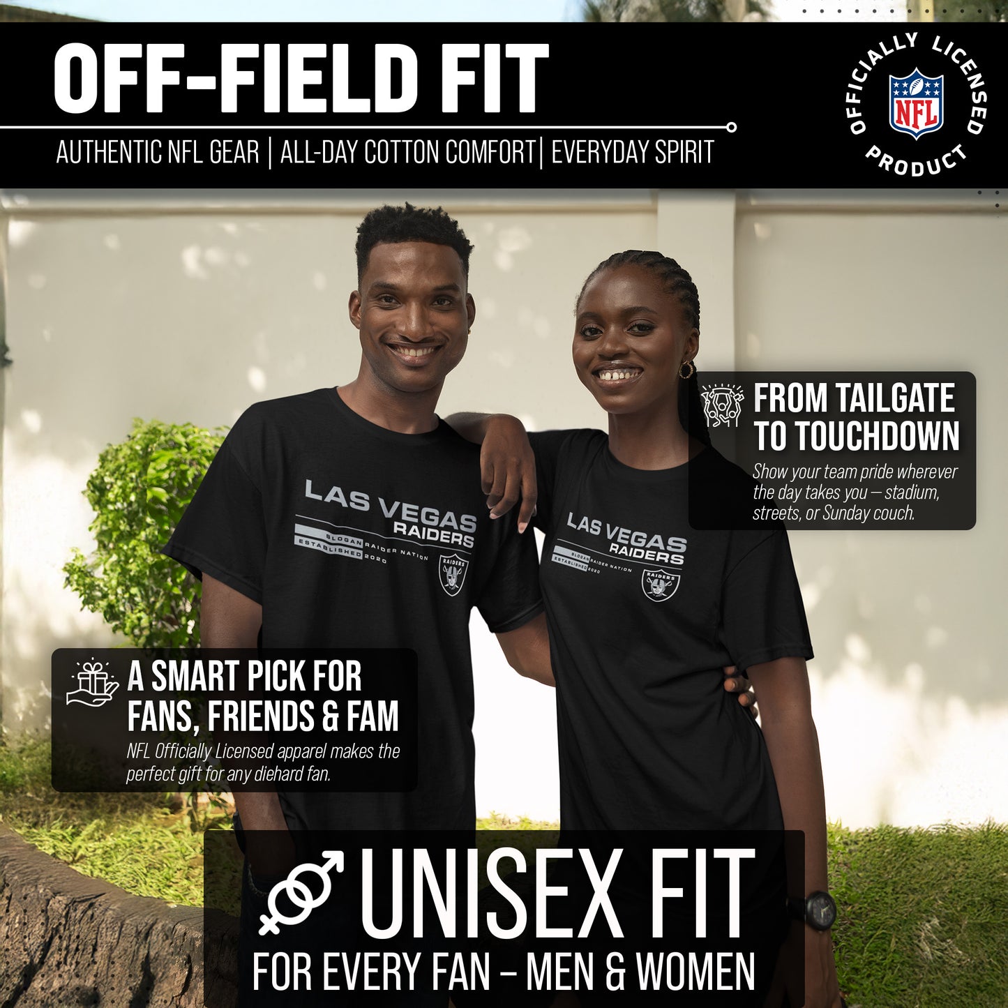 Las Vegas Raiders Adult NFL Speed Stat Sheet T-Shirt - Black