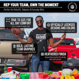 Las Vegas Raiders NFL Adult Team Block Tagless T-Shirt - Charcoal