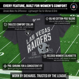 Las Vegas Raiders NFL Womens Distressed Helmet Tag-Less Soft T-Shirt - Heather Charcoal