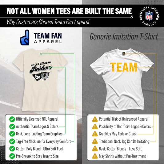 Las Vegas Raiders NFL Womens Vintage Charm Tag-Less Soft T-Shirt - Birch