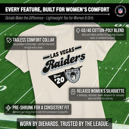 Las Vegas Raiders NFL Womens Vintage Charm Tag-Less Soft T-Shirt - Birch