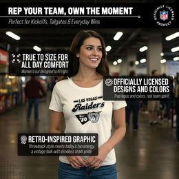 Las Vegas Raiders NFL Womens Vintage Charm Tag-Less Soft T-Shirt - Birch