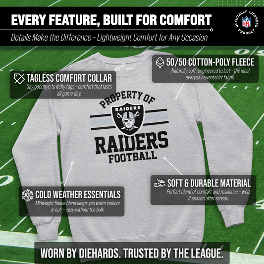 Las Vegas Raiders NFL Adult Property Of Crewneck Fleece Sweatshirt - Sport Gray