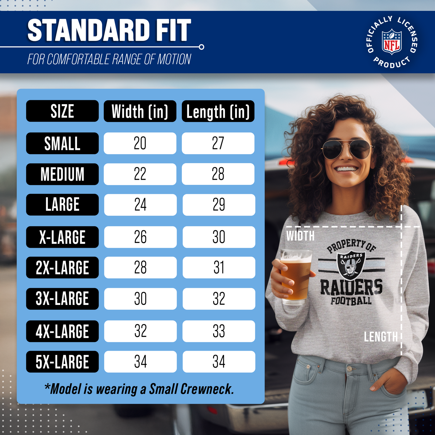 Las Vegas Raiders NFL Adult Property Of Crewneck Fleece Sweatshirt - Sport Gray